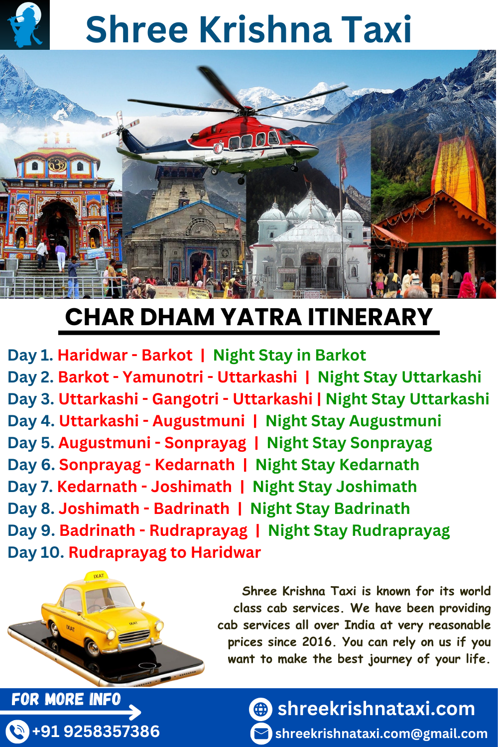 Char Dham Yatra Itinerary